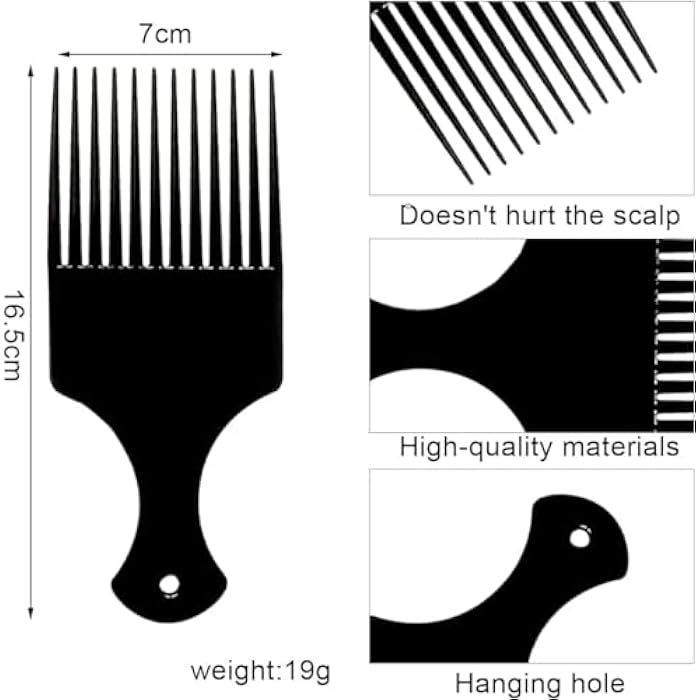 Plastic Afro Comb for Curly Hair - Multi Color - Image 2